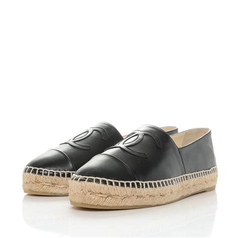 chanel espadrille black canvas|chanel espadrilles black.